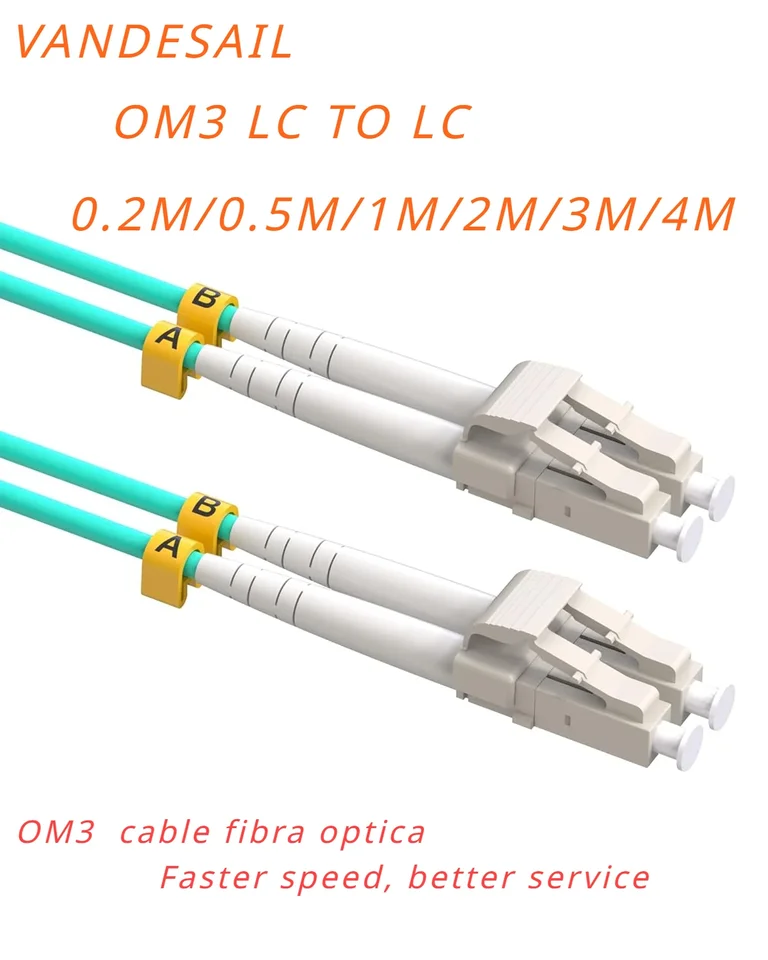 Vandesail LC-LC OM3 Fiber Optický kábel | Duplex Multimode 10G Fiber Patch kábel, 0,2-4 m (0,65-12,8 stôp)